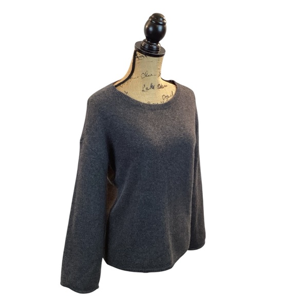 Nordstrom’s Cashmere Crew Neck Sweater Bell Sleeves Gray - Picture 4 of 8
